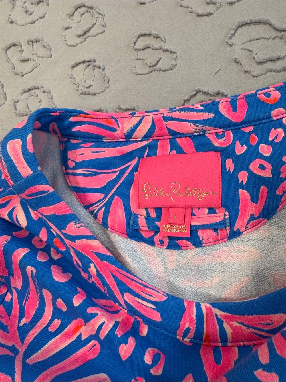 Lilly Pulitzer Royal Blue & Hot Pink Tropical Shift Dress - Picture 6 of 7
